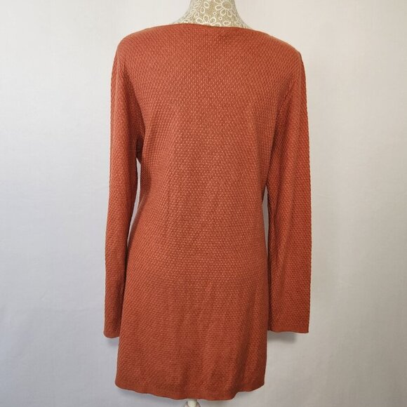 J Jill Women's Size Small Orange Long Sleeve Round Neck Textured Knit Sweater - Picture 10 of 14